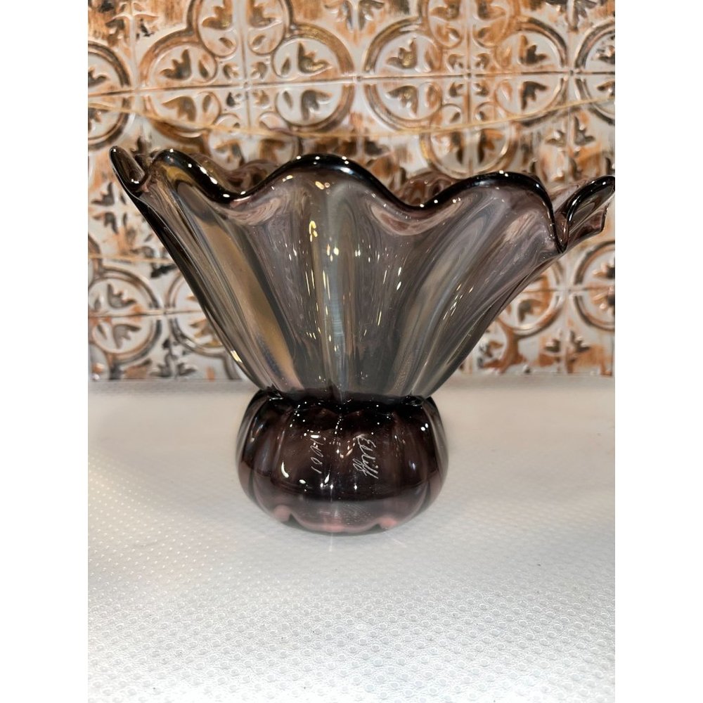 Amethyst Purple Handblown Vase Signed & Number by David Elliff